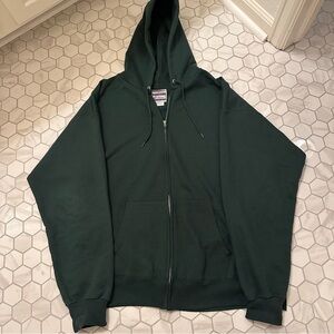 Vintage Hanes Forest Green Zip Up Hoodie Size Large